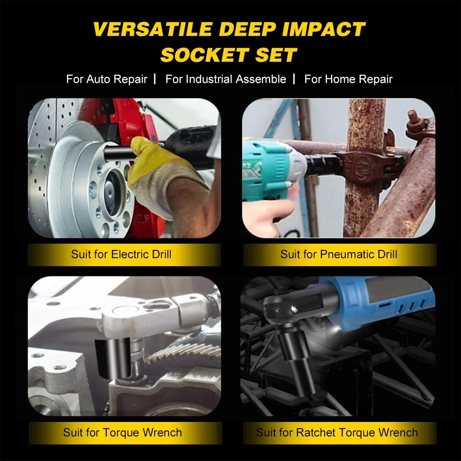 10PCS Metric Impact Socket Wre - Pneumatic Impact Wrench recension och pris