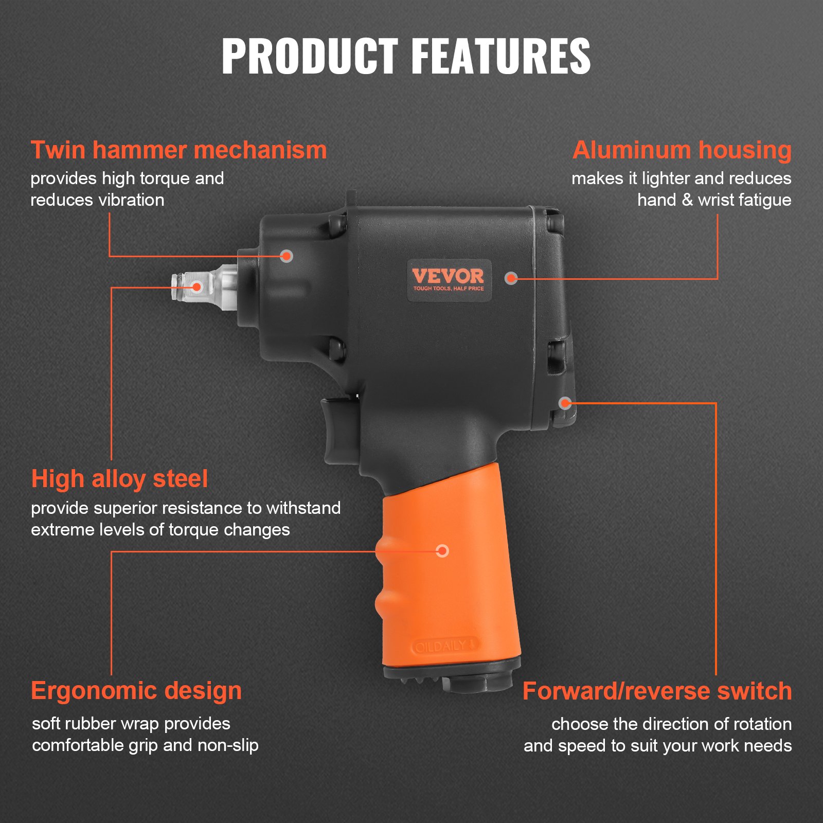 Air Impact Wrench, 3/8-Inch Dr - Pneumatic Impact Wrench recension och pris